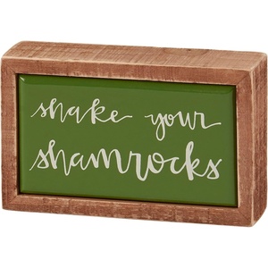 image:imagePrimitives by Kathy Home Dcor Mini Sign  St Patricks Day Fun Sentiment Shake Your Shamrocks