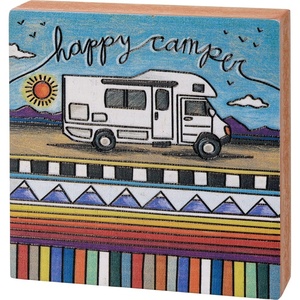 image:imagePrimitives by Kathy Home Dcor Sign  Happy Camper Block Sign 4inch Square