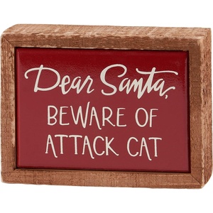 image:imagePrimitives by Kathy Home Decor Sign Santa Beware Cat Attack Box Sign Mini