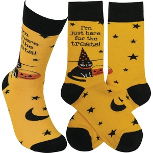 image:imagePrimitives by Kathy Im Just Here For The Treats Decorative Halloween Themed Socks