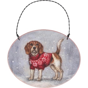 image:imagePrimitives by Kathy Ornament  Cozy Beagle Wooden Ornament Holiday DesignPersonalize Back with pet Name Date MemoriesRustic Tree dcor