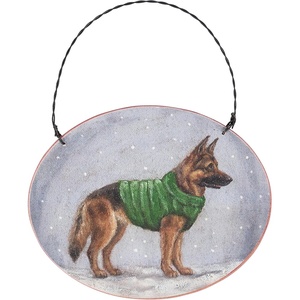 image:imagePrimitives by Kathy Ornament  Cozy German Shepherd Wooden ornamament Holiday DesignPersonalize Back with pet Name Date MemoriesRustic Tree dcor