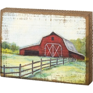 image:imagePrimitives by Kathy Red Barn Farm Scene Decorative Wall Art Sign Box Sign
