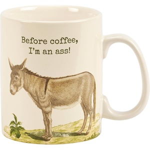image:imagePrimitives by Kathy Stoneware Coffee Mug 18oz Double Sided Design Giddyup Buttercup Farm Puns Collection  Farmhouse and Homestead Kitchen DecorBefore Coffee