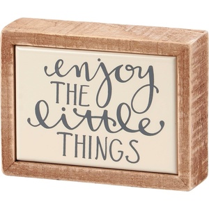image:imagePrimitives by Kathy Wooden Mini Box Sign Enjoy The Little Things Inspirational hand illustrated stylefaux enamel finishkitchen office den dresser bathroom decor