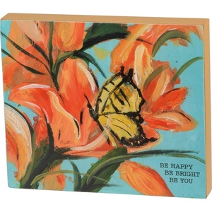 image:imagePrimitives by Kathy Friendship Heart Gallery Block Sign 6 x 7 ImperfectBe Happy Be Bright Be You