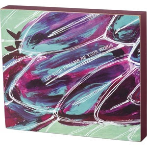 image:imagePrimitives by Kathy Friendship Heart Gallery Block Sign 6 x 7 ImperfectLet Your Dreams Be Wings