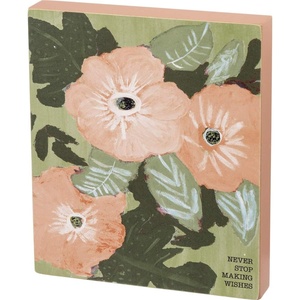 image:imagePrimitives by Kathy Friendship Heart Gallery Block Sign 6 x 7 ImperfectNever Stop Making Wishes