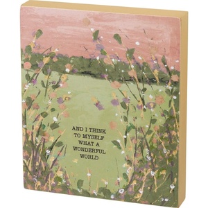 image:imagePrimitives by Kathy Friendship Heart Gallery Block Sign 6 x 7 ImperfectWhat A Wonderful World