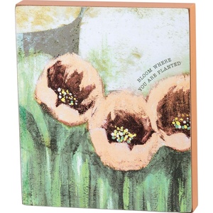 image:imagePrimitives by Kathy Friendship Heart Gallery Block Word Sign 6 x 7 Bloom Where You Are Planted