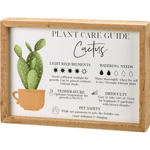 image:imagePrimitives by Kathy Plant Care Guide Cactus Inset Home Dcor Sign