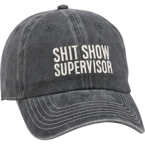 image:imagePrimitives by Kathy Shit Show Supervisor Baseball Cap Unisex Stonewashed Black with Adjustable Metal Buckle