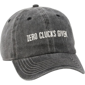 image:imagePrimitives by Kathy Zero Clucks Given Baseball Cap Unisex Stonewashed Black with Adjustable Metal Buckle