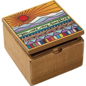 image:imagePrimitives By Kathy You are My Sunshine Decorative Hinged Wooden Keepsake Box 4 Inch x 4 Inch