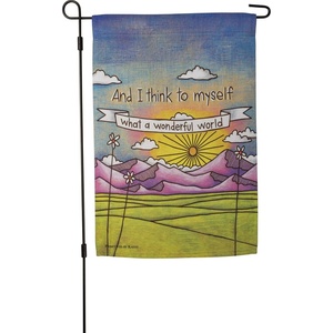 image:imagePrimitives by Kathy 108598 and I Think to Myself What a Wonderful World Garden Flag Multi