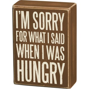 image:imagePrimitives by Kathy 22107 Brown and White Distressed Box Sign When I was Hungry