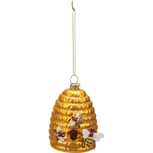 image:imagePrimitives by Kathy Bee Hive Glass Ornament 30inch Diameter Glitter Accents bee Lovers Gifts Honeybee Tree Decor or Window Display Coordinate with Other Garden Collection Ornaments amp Decor
