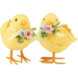 image:imagePrimitives by Kathy Collectible Felt Critter Set 55inch Floral Chicks Set of 2 Sweet Peeps  Create Adorable Spring amp Easter Tiered Tray or Tablescape Display with Our Other Figures amp Decor