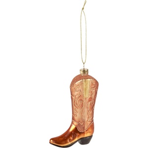 image:imagePrimitives by Kathy Cowboy Boot Vintage Ornament Glass Blown Ornament with Glitter Western Christmas Tree Decorations Includes String Hanger Western Collection