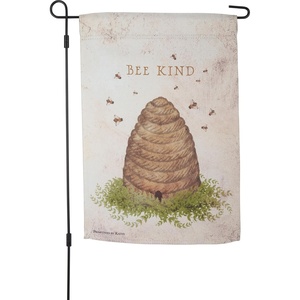 image:imagePrimitives by Kathy Decorative Garden Flag  Bee Kind Sentiment with Primitive Beehive Design