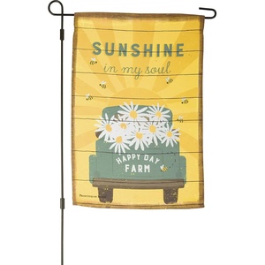 image:imagePrimitives by Kathy Decorative Garden Flag  Happy Day Farm Pickup Daisy Flower Truck12x18