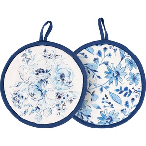 image:imagePrimitives by Kathy Hot Pad Kitchen Set from our Indigo Collection includes two doublesided hot padsChinoiserie inspired blue florals replicated from original art hand painted in a watercolor style