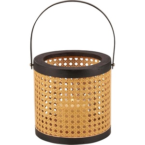image:imagePrimitives by Kathy Lantern Set  Old World MetalNatural Rattan  Black