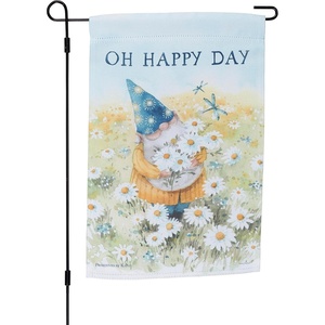 image:imagePrimitives by Kathy Oh Happy Day Gnome Garden Flag Double Sided Garden Collection dragonfies amp daisies in watercolor style