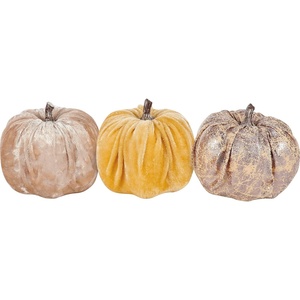 image:imagePrimitives by Kathy Pumpkin Set  Velvet Trio Three Decorative Pumpkins from Our Fall amp Harvest Collection Featuring Set Includes RoseOrangeMetallic PumpkinsSeasonal Display