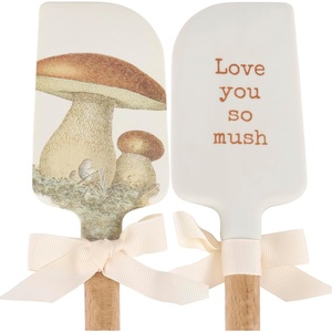 image:imagePrimitives by Kathy doublesided silicone novelty cooking spatula from our Garden Collectionvintage artwild mushrooms on frontsentiment on back I Love You So Mushmatch with our other pun dcor