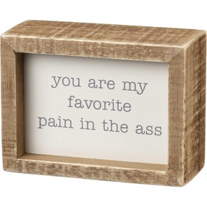 image:imagePrimitives by Kathy 105458 You are My Favorite Pain in The Ass Wooden Inset Box Sign 4Inch Brown Grey and White