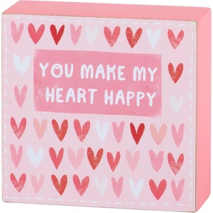 image:imagePrimitives by Kathy Classic Box Sign 4inch square Holy Sht Were Still Together distressed style gift for Valentines Day or Anniversary  Sarcastic couples home decor for Tabletop Wall or Shelf displayYou Make My Heart Happy