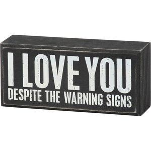 image:imagePrimitives by Kathy Classic Box Sign 4inch square Holy Sht Were Still Together distressed style gift for Valentines Day or Anniversary  Sarcastic couples home decor for Tabletop Wall or Shelf displayDespite The Warning Signs