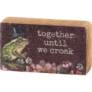 image:imagePrimitives by Kathy Classic Box Sign 4inch square Holy Sht Were Still Together distressed style gift for Valentines Day or Anniversary  Sarcastic couples home decor for Tabletop Wall or Shelf displayTogether Until We Croak