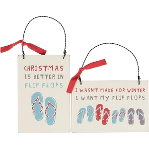 image:imagePrimitives by Kathy Flip Flops Ornament Set of 2Beach House Christmas WinterFun Beachy SentimentBirthdayVacation HomeRentalRetailOfficeHoliday Tree DecorKitchen