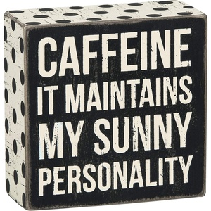 image:imagePrimitives by Kathy 23533 Polka Dot Trimmed Box Sign 4 x 4Inches Caffeine  Sunny Personality