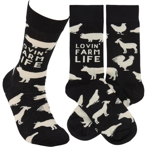 image:imagePrimitives by Kathy Farm Life Socks Black amp White One Size Unisex LOL Collection