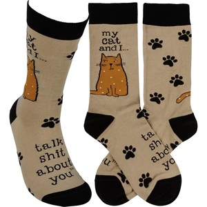 image:imagePrimitives by Kathy Novelty Socks  My Cat and I Talk About You Socks Unisex One Size LOL Collection