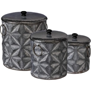 image:imagePrimitives by Kathy Set of Three Metal Star Pattern Decorative Canister Set