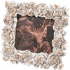 image:imagePrimitives by Kathy White Floral Wooden Photo Frame 4 x 4 delicate sculpted roses and butterflies border vintage picture display for nursery anniversary or wedding giftBotanical