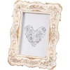 image:imagePrimitives by Kathy White Floral Wooden Photo Frame 4 x 4 delicate sculpted roses and butterflies border vintage picture display for nursery anniversary or wedding giftAntique