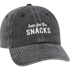 image:imagePrimitives by Kathy Baseball Cap  Here for The Snacks Black Unisex Stonewashed Black with Adjustable Metal Buckle