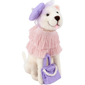 image:imagePrimitives by Kathy Collectible Felt Critter 45 inch Flapper Dress Dog Pearl Accents and Pink Tassel Dress Whimsical Spring amp Summer or Everyday Tiered Tray Shelf Dresser or Tablescape Decor