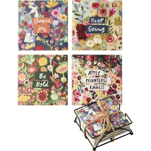 image:imagePrimitives by Kathy Choose Joy Keep Going Be Bold Apply Relentless Kindness Home Dcor Coaster Set