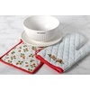 image:imagePrimitives by Kathy Oven MittPotholder Kitchen Set from Our Garden Collection Matching Set displays Charming Hand Painted Strawberry and Flower Designscomplementing red EdgesStripes