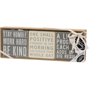 image:imagePrimitives by Kathy Stay Humble Work Hard Be Kind One Small Positive Thought In The Morning Can Change Your Whole Day A Little Progress Each Day Adds Up To Big Results Home Dcor Sign Set