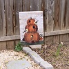 image:imagePrimitives by Kathy Decorative Garden Flag  Rustic Inspired Pumpkin Birdhouse Birds Design
