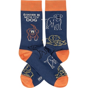 image:imagePrimitives by Kathy Rather Be With My Dog Novelty Socks One Size Unisex LOL Collection