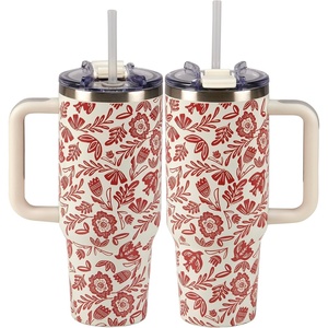 image:imagePrimitives by Kathy Travel Mug  Red Folk Floral